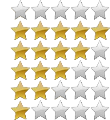 An image with 6 rows of stars, representing 0-5 stars