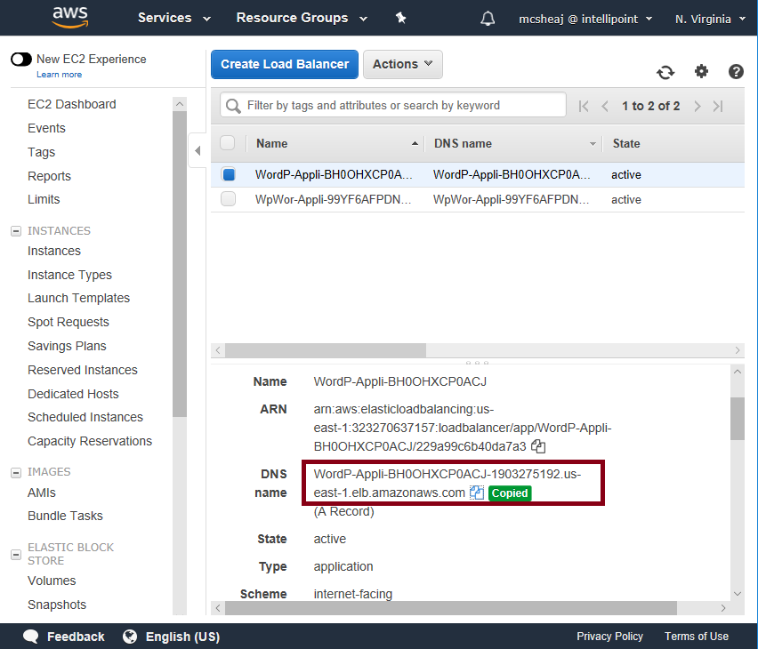 Load Balancer Tab in Console